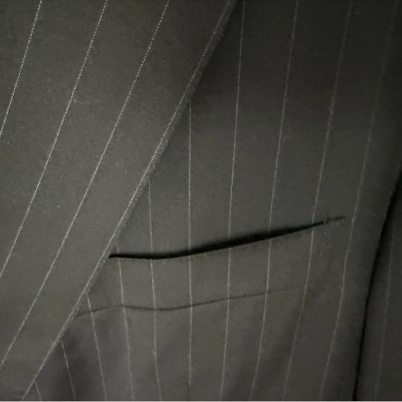 Ermenegildo Zegna Su Misura Wool Jacket Size 58C Black Pinstripe Switzerland - Picture 15 of 16